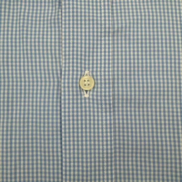 PIATTELLI Barneys New York Shirt Mens 15.5 Blue Gingham Long Sleeve Button Trim - Picture 5 of 10